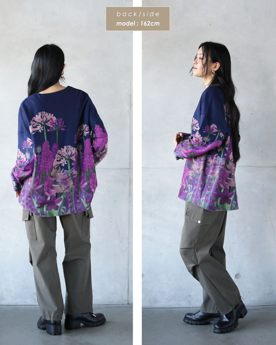 絵画をまとう 日常に溶け込む、上品花トップス