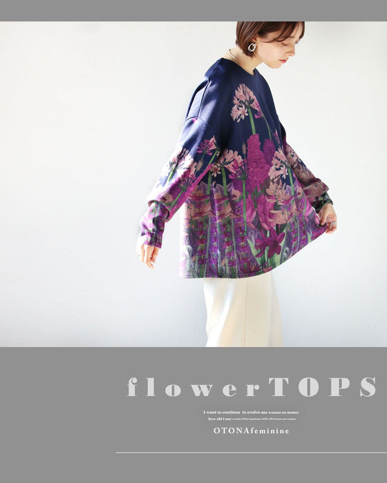 絵画をまとう 日常に溶け込む、上品花トップス