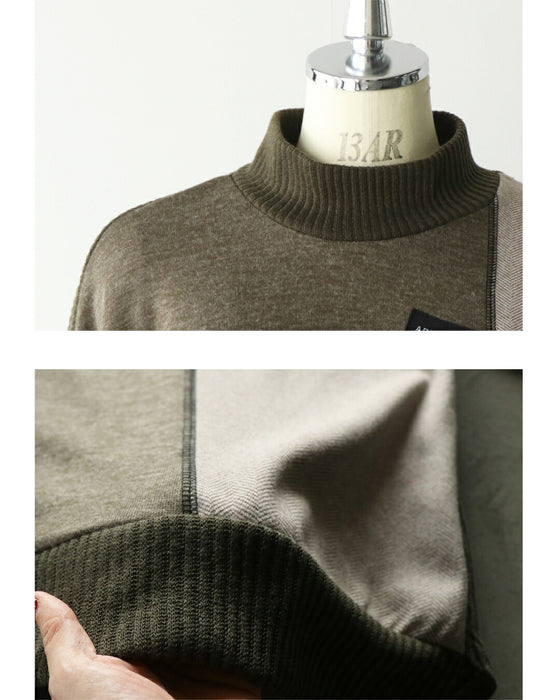 さりげない差をつける。縦切替ゆったりリブネックニットソートップス