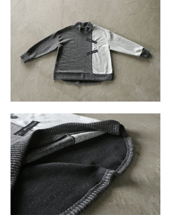 さりげない差をつける。縦切替ゆったりリブネックニットソートップス