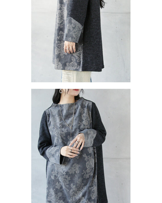 上品さと抜け感を叶える 花柄チュニックトップス