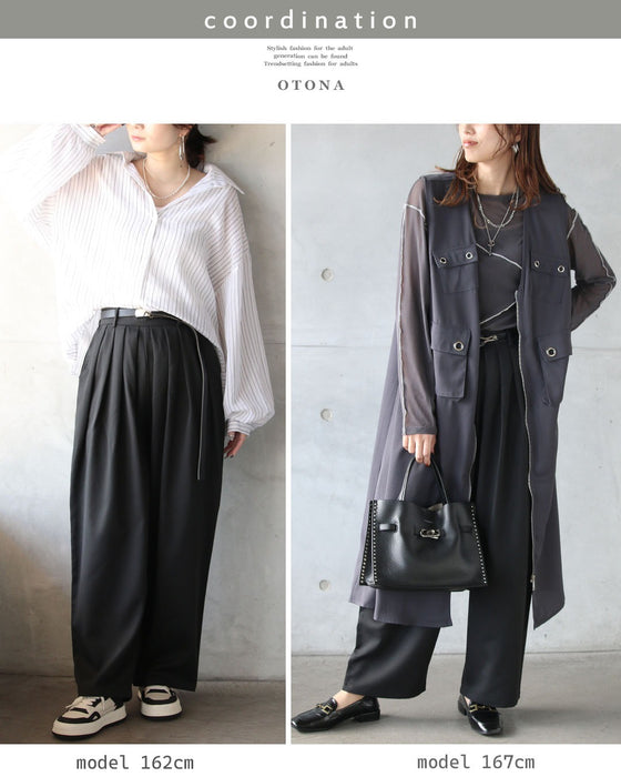 立体タックで魅せる、きちんと見えストレートワイドパンツ