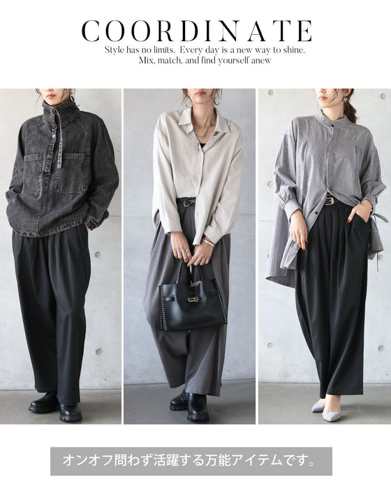 立体タックで魅せる、きちんと見えストレートワイドパンツ