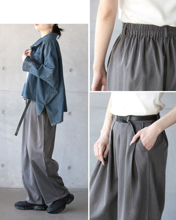 立体タックで魅せる、きちんと見えストレートワイドパンツ