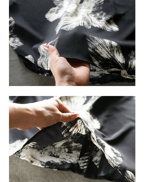 凛と咲く、モノトーンフラワーのシャツワンピース