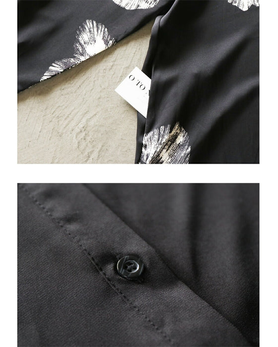 凛と咲く、モノトーンフラワーのシャツワンピース