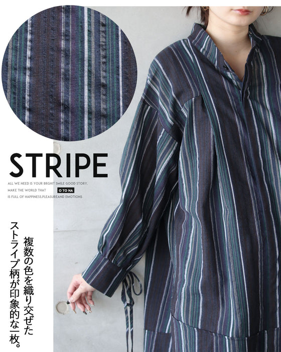 表情あるミックスカラーの線で魅せる、大人シャツ