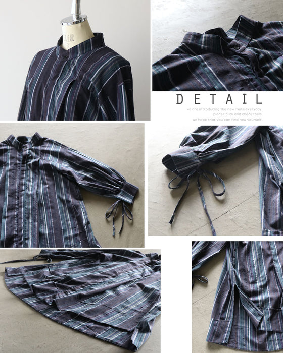 表情あるミックスカラーの線で魅せる、大人シャツ