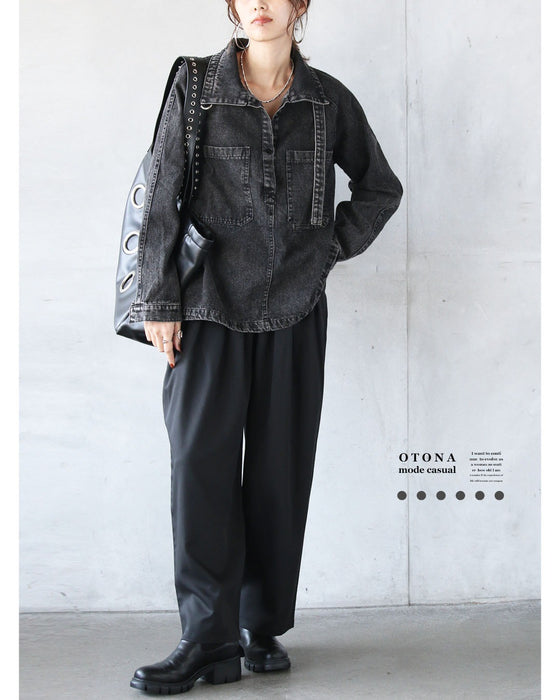 シャープに着る、襟デザインデニム