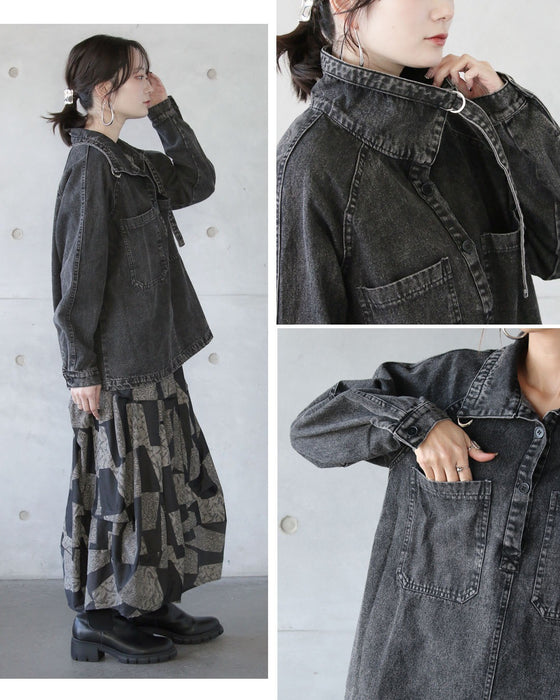 シャープに着る、襟デザインデニム