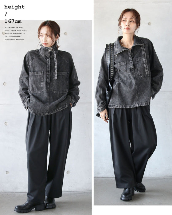 シャープに着る、襟デザインデニム