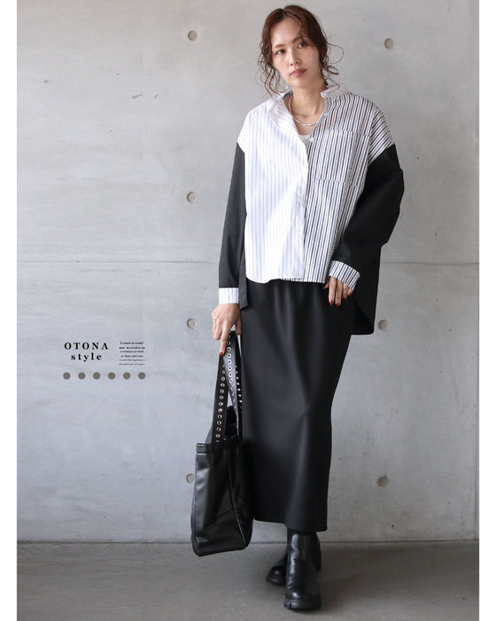 表情の違うストライプを重ねた、大人シャツ