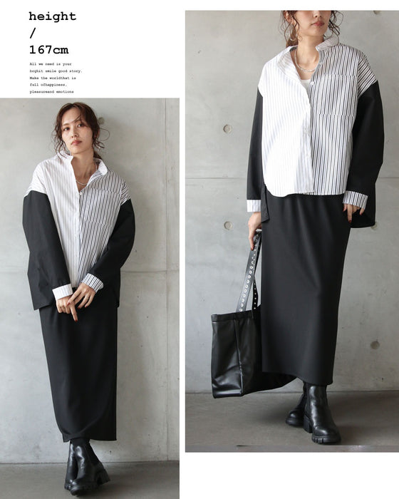 表情の違うストライプを重ねた、大人シャツ