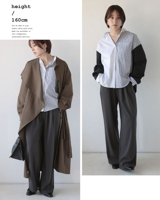 表情の違うストライプを重ねた、大人シャツ