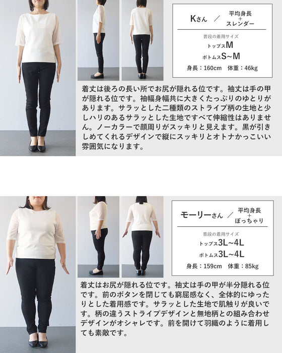 表情の違うストライプを重ねた、大人シャツ