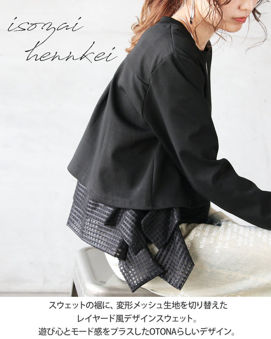 黒に、遊びを。変形メッシュスウェット