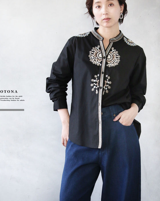 さらりと纏う 刺繍アクセントシャツ