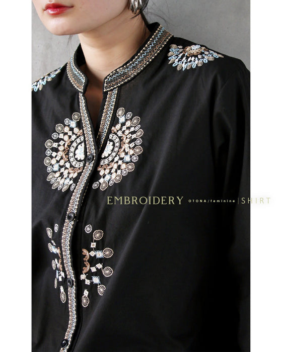 さらりと纏う 刺繍アクセントシャツ