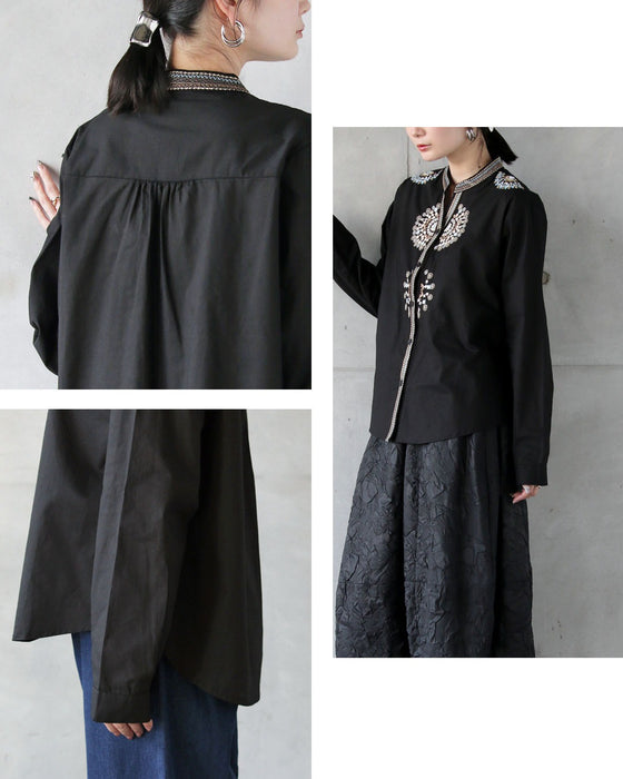 さらりと纏う 刺繍アクセントシャツ