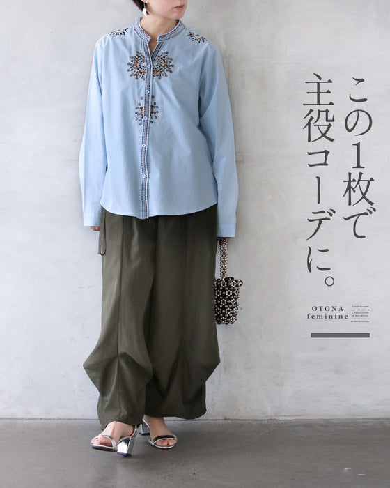 さらりと纏う 刺繍アクセントシャツ