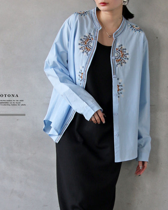 さらりと纏う 刺繍アクセントシャツ