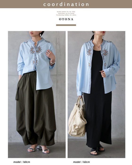 さらりと纏う 刺繍アクセントシャツ