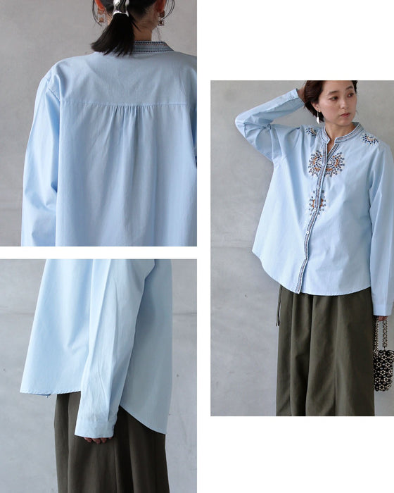 さらりと纏う 刺繍アクセントシャツ