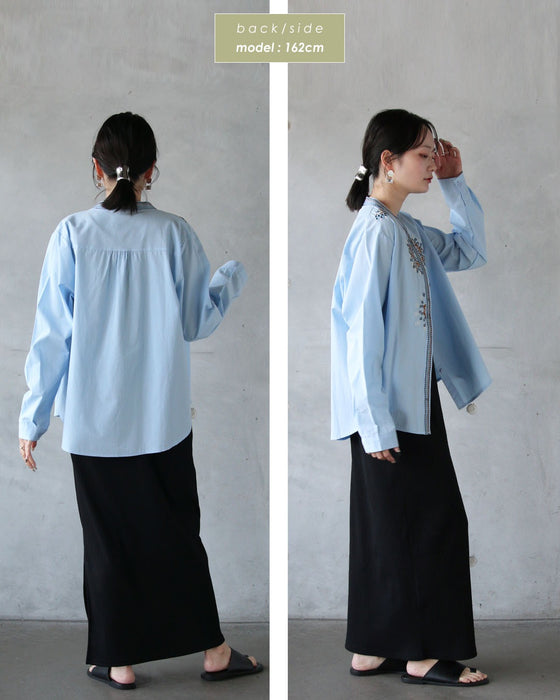 さらりと纏う 刺繍アクセントシャツ