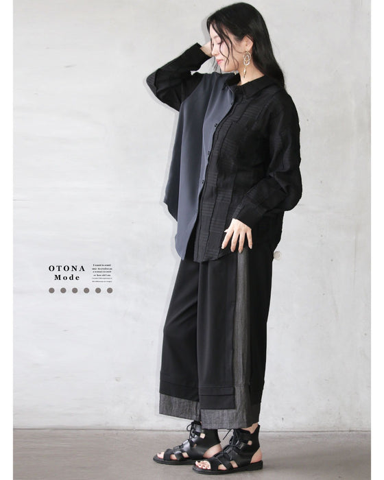 静かに魅せる、異素材モードシャツ