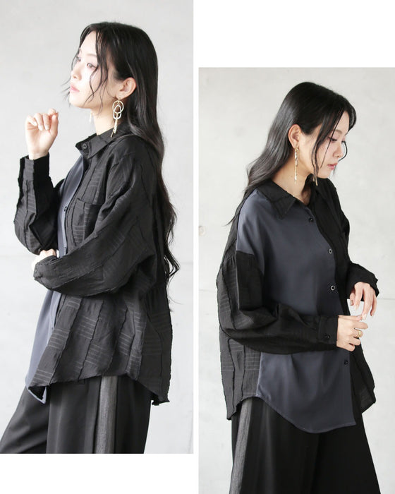 静かに魅せる、異素材モードシャツ