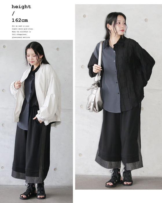 静かに魅せる、異素材モードシャツ