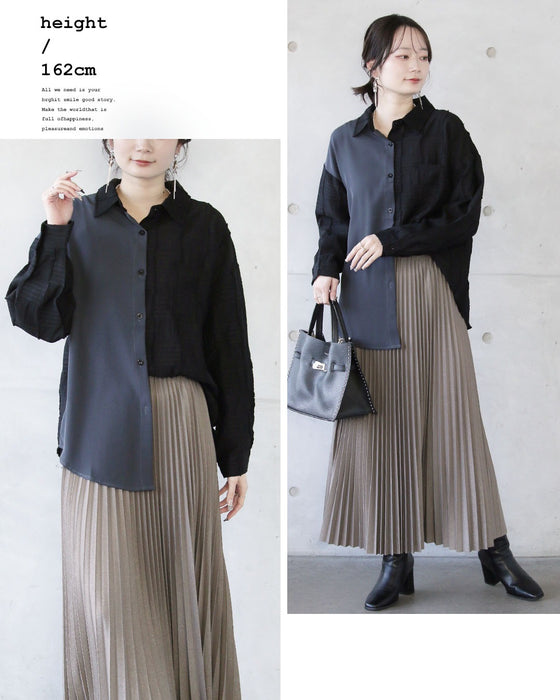 静かに魅せる、異素材モードシャツ