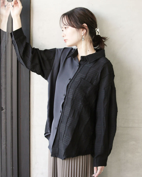 静かに魅せる、異素材モードシャツ