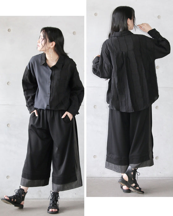 静かに魅せる、異素材モードシャツ