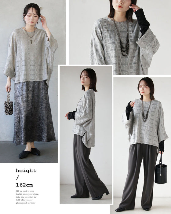 ディテールで差がつく、ジャカードドルマントップス