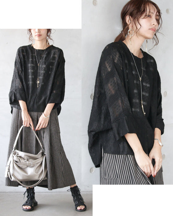 ディテールで差がつく、ジャカードドルマントップス