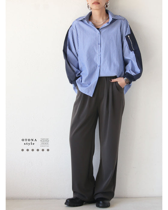 エッジを効かせた異素材デザインシャツ