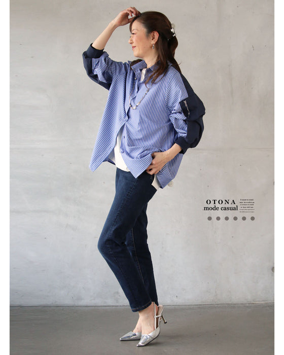 エッジを効かせた異素材デザインシャツ