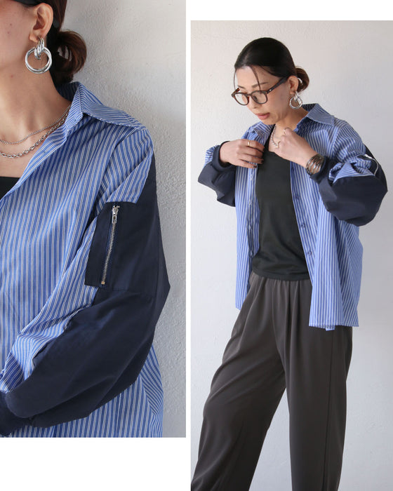 エッジを効かせた異素材デザインシャツ