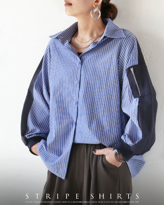 エッジを効かせた異素材デザインシャツ