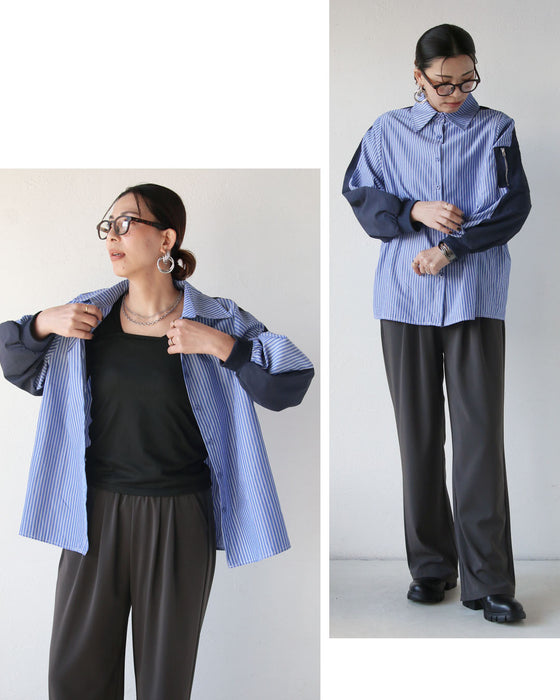 エッジを効かせた異素材デザインシャツ