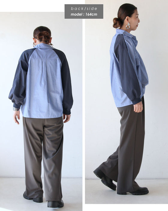 エッジを効かせた異素材デザインシャツ