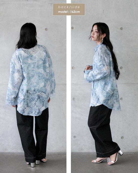 羽のように軽やか 品よく透ける、大人のジャガードレースシャツ