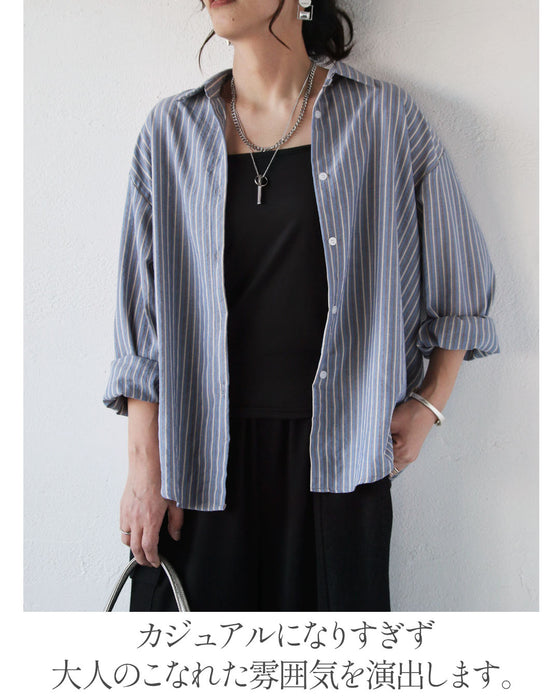 シャツにもライトアウターにも。ヴィンテージ配色ストライプシャツ