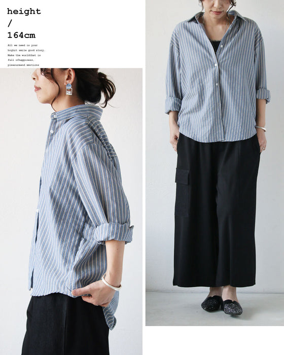 シャツにもライトアウターにも。ヴィンテージ配色ストライプシャツ