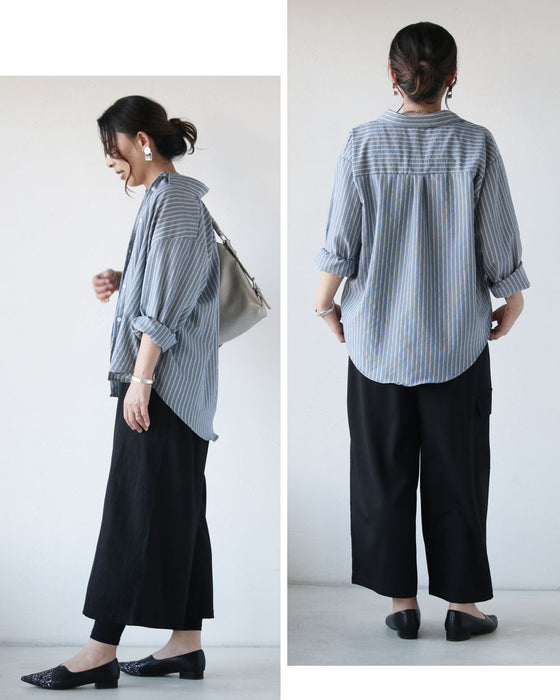 シャツにもライトアウターにも。ヴィンテージ配色ストライプシャツ