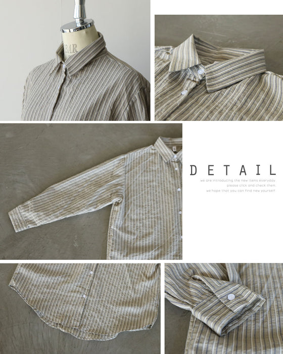 シャツにもライトアウターにも。ヴィンテージ配色ストライプシャツ