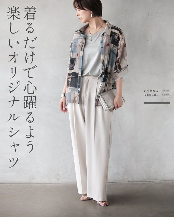 「美術館」を纏う 大人の遊び心 オリジナルアート柄シアーシャツ