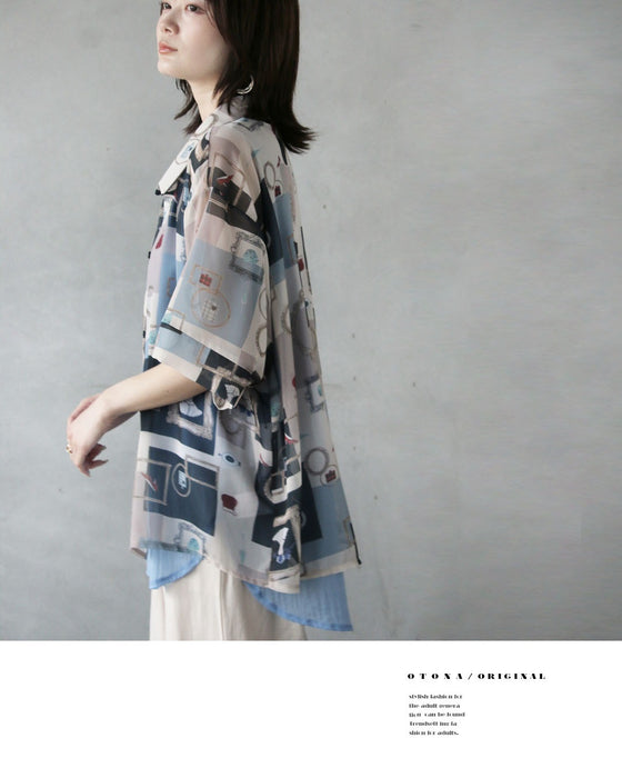「美術館」を纏う 大人の遊び心 オリジナルアート柄シアーシャツ