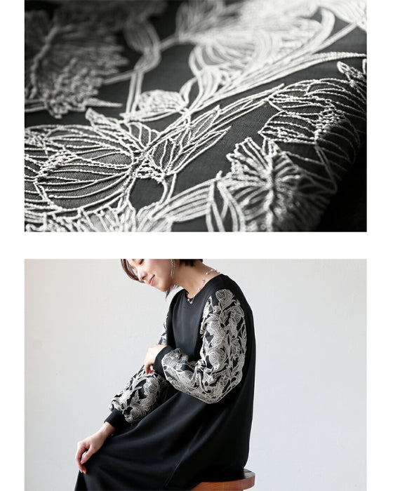 袖で魅せる気品漂う上質ワンピース